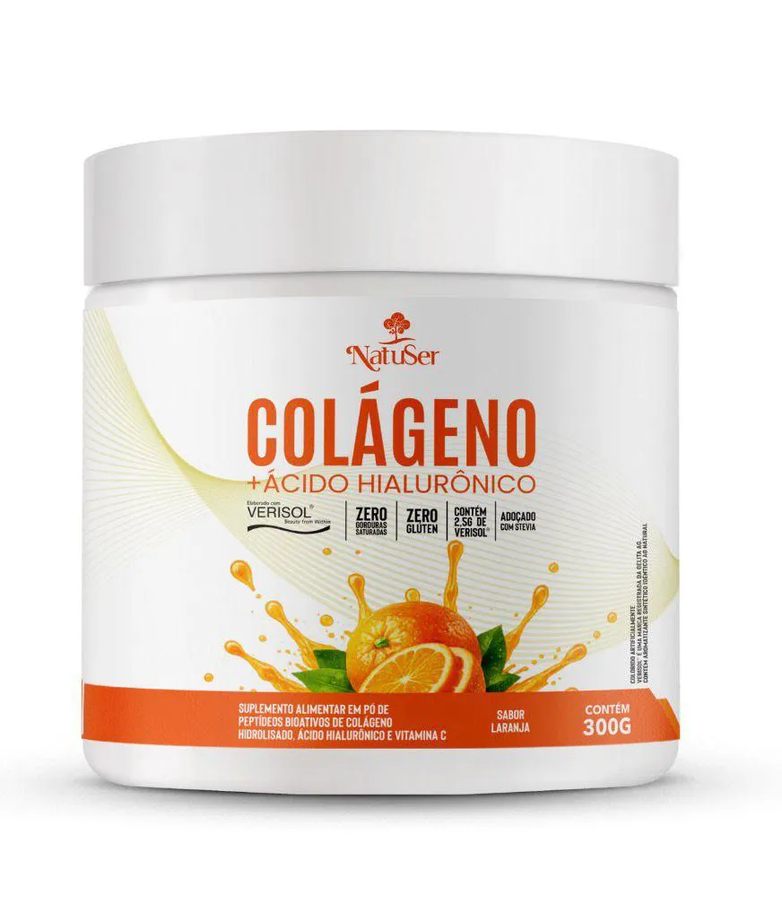 COLÁGENO + ÁCIDO HIALURÔNICO 300G - SABOR LARANJA